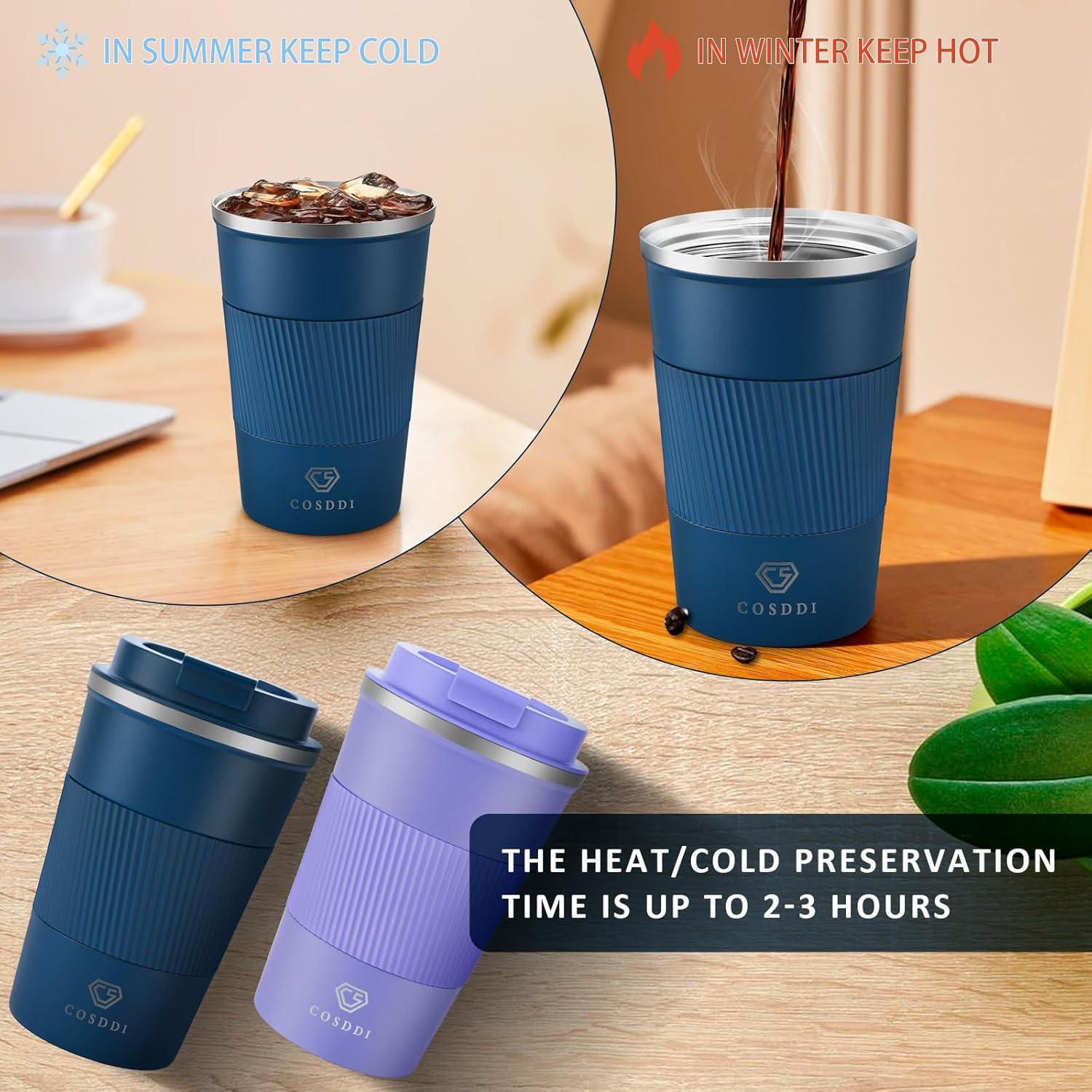 Isolierter Edelstahl Travel Mug Vakuum Reisebecher 380ml mit Deckel