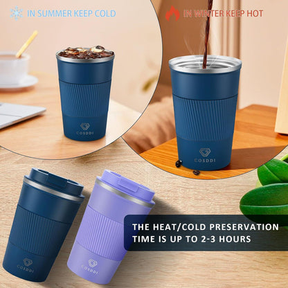 Isolierter Edelstahl Travel Mug Vakuum Reisebecher 380ml mit Deckel