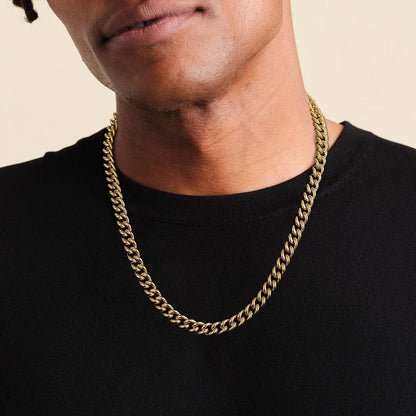 Herren Panzerkette 9mm 18K Goldvergoldet 45.7cm Cuban Link Chain