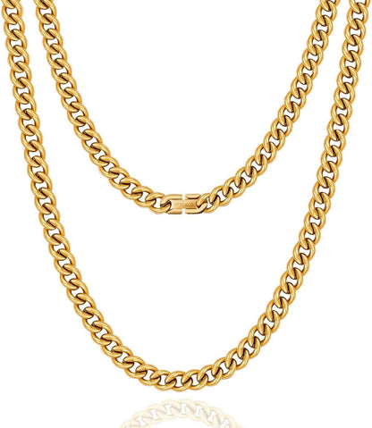 Goldkette Cuban Link Edelstahl 7mm 55.9 cm Gold Schmuck