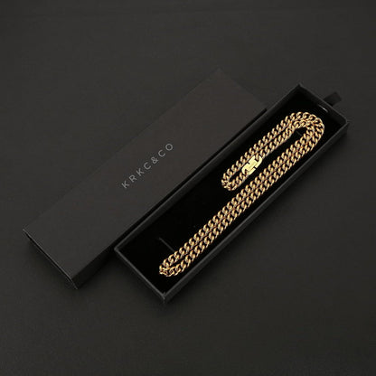 Hochwertige Cuban Link Herrenkette 7mm Gold 55,9cm Edelstahl