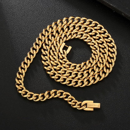 Herren Panzerkette Edelstahl 7mm 18K Gold 55,9cm Goldkette
