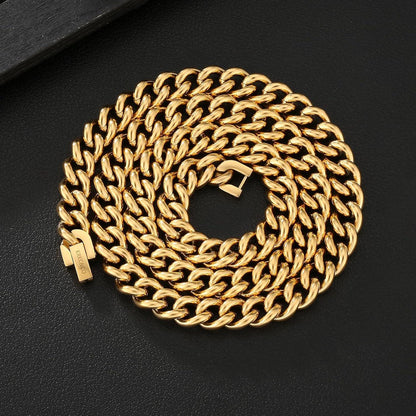 Herren Panzerkette Edelstahl 18K Gold Vergoldet 9mm 61cm