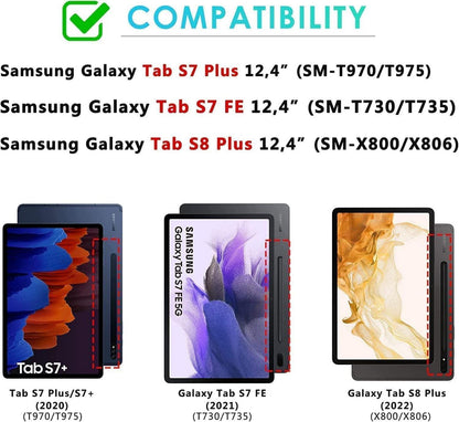 Samsung Galaxy Tab S7 FE/S8+/S7+ Plus 12.4 Zoll Hülle PU
