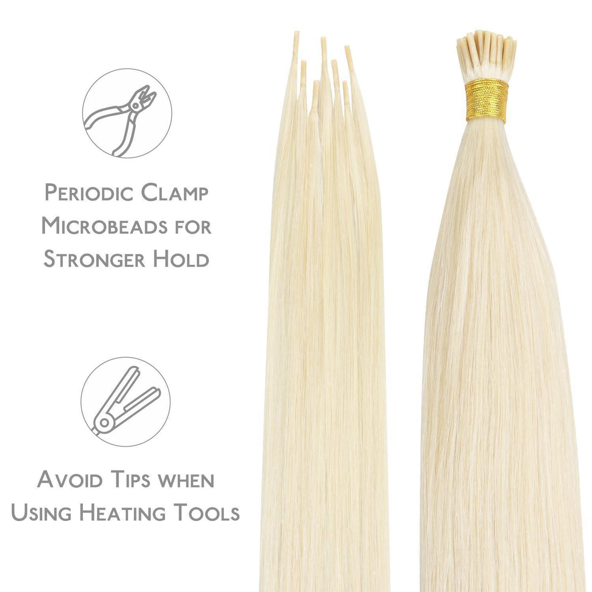 Echthaar I Tip Extensions Platinblond 60cm Haarverlängerung