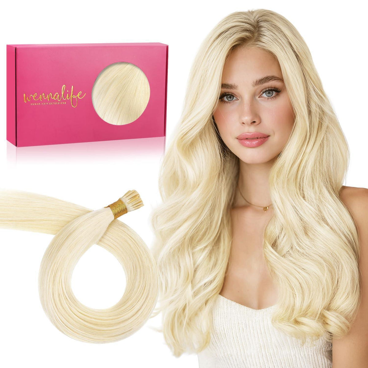 Echthaar Haarverlängerung I Tip Platinblond 45cm 50g