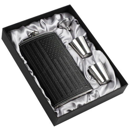 Edelstahl Flachmann 350ml mit Tassen & Trichter – Geschenkset