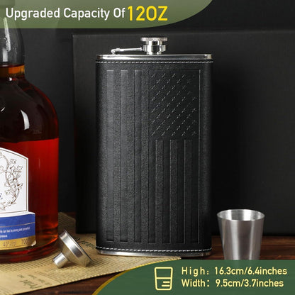 Edelstahl Flachmann 350ml mit Tassen & Trichter – Geschenkset