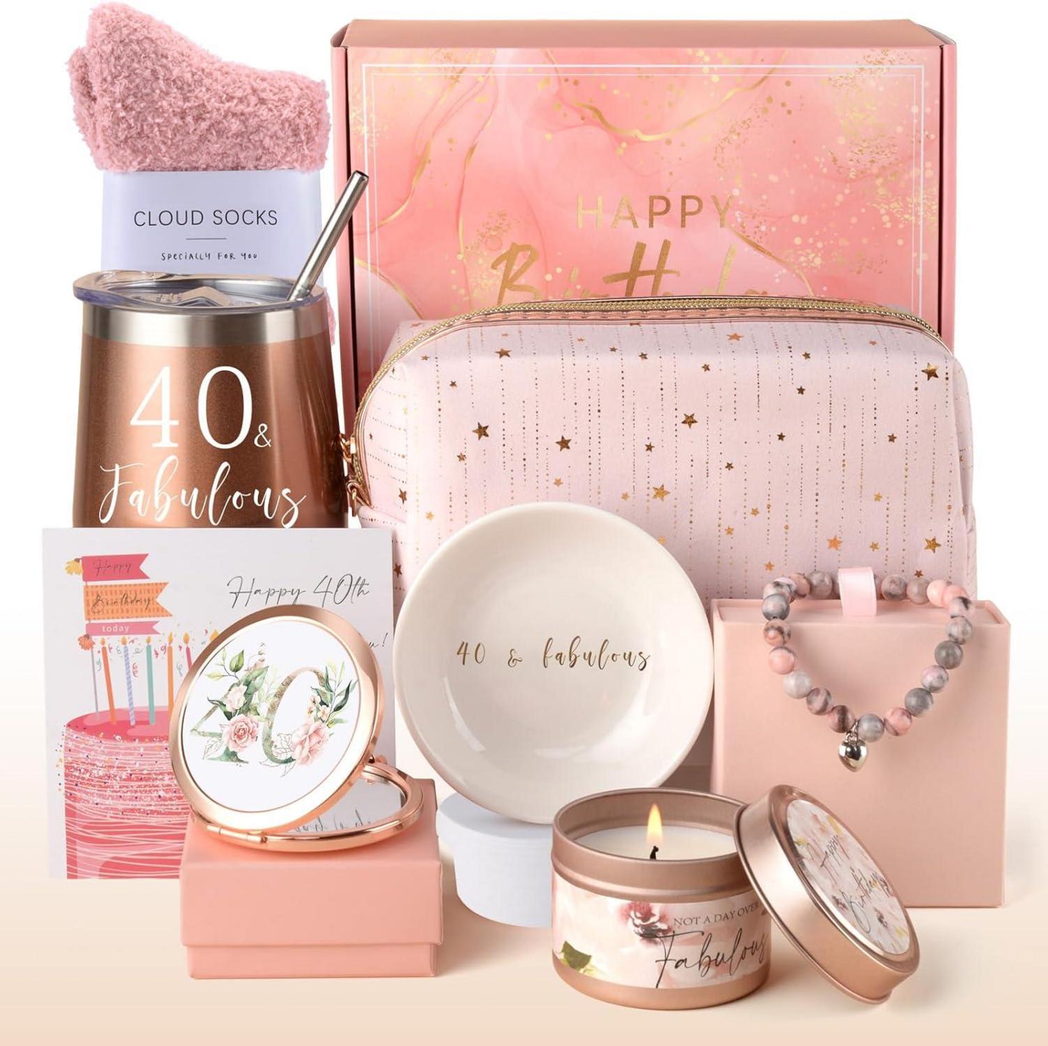 40. Geburtstagsgeschenkset für Frauen - Stress Relief Geschenkkorb mit