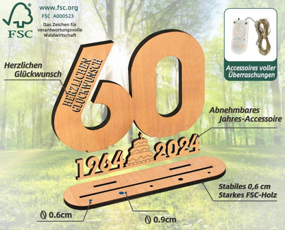 Personalisiertes 40. Geburtstag Holz Geldgeschenk LED Lichterkette Ständer