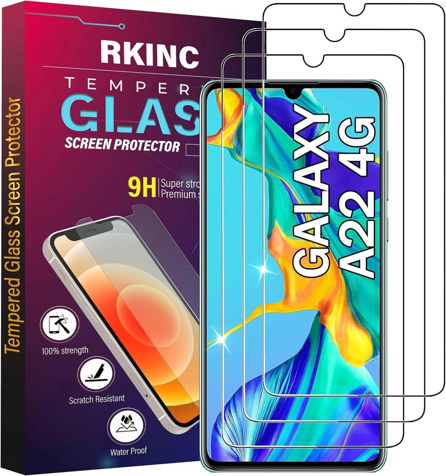 Displayschutzfolie Panzerglas für Samsung Galaxy A22 4G 3er Pack 9H