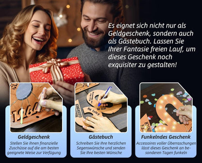 Originelles 10. Geburtstag Geldgeschenk LED Lichterkette Holz