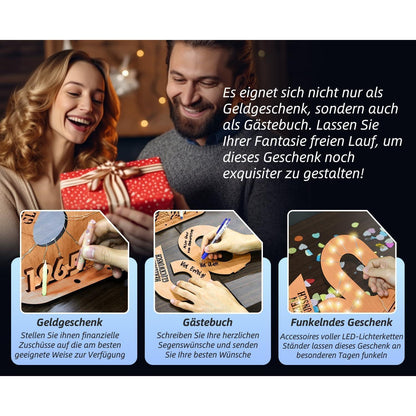Personalisiertes Holz Gästebuch mit LED Lichterkette