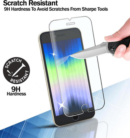 Panzerglas Schutz Glas für iPhone SE 3/2, 7/8, 3 Stück, HD, 0,33 mm, kratzfest