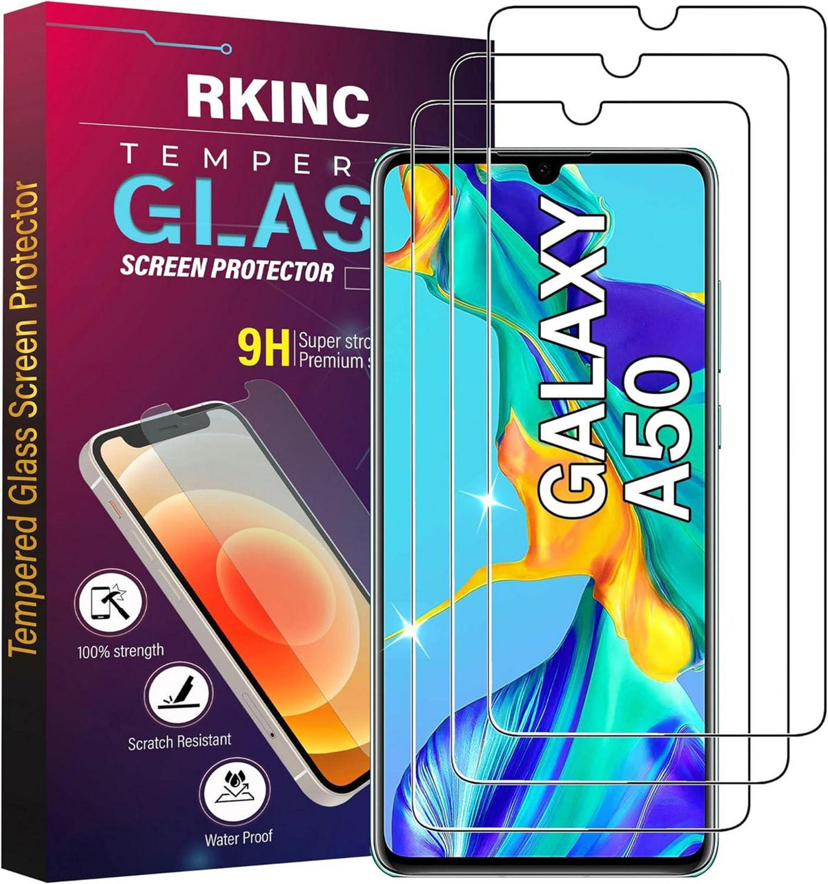 Displayschutzfolie Panzerglas Samsung Galaxy A50 A50s 3er Pack 0,33mm