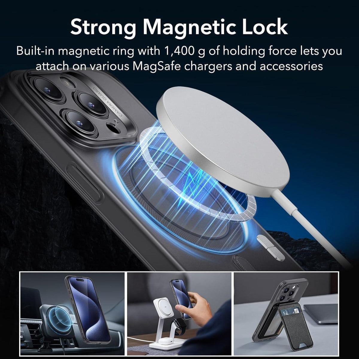 iPhone 15 Pro Max Hülle MagSafe Schwarz Dünn Stoßfest