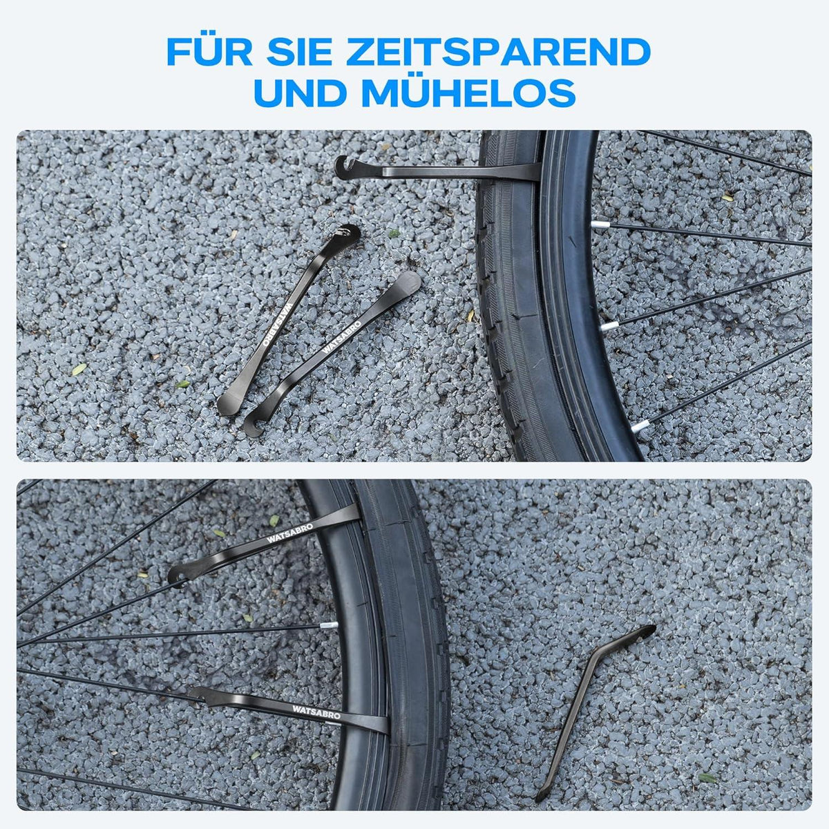 Fahrrad Reifenheber Metall 3 Stück - Reifenwechsel Werkzeug - Schwarz
