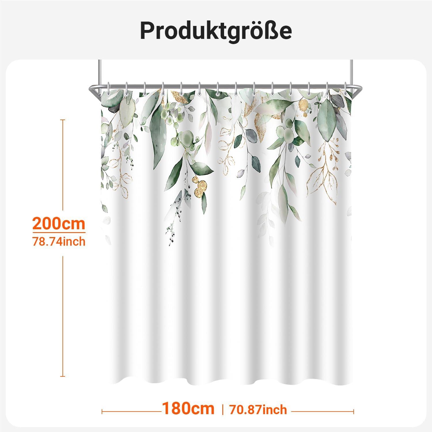 Duschvorhang 180x200cm Goldene Blätter Antischimmel Wasserabweisend