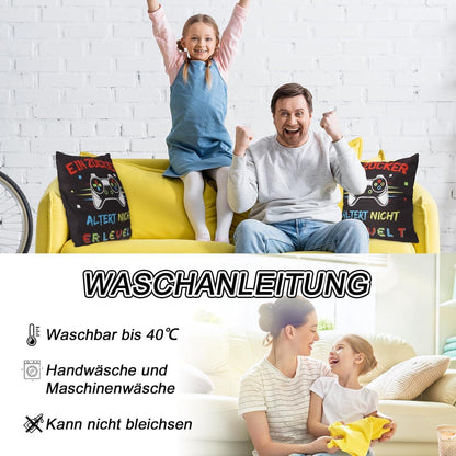 Dekokissen 45x45 cm Männerkissen Zocker Geburtstagsgeschenk Schlüsselanhänger