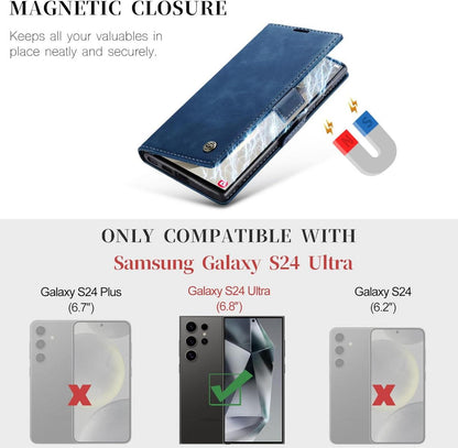KZB Samsung Galaxy S24 Ultra 5G Hülle Leder Flip Case Blau