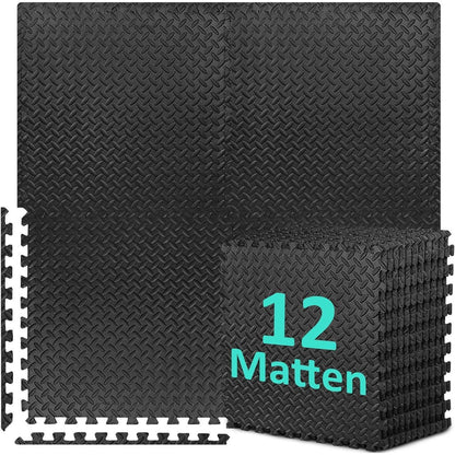 Bodenschutzmatte Fitness Set 12er Puzzlematten 61x61cm EVA