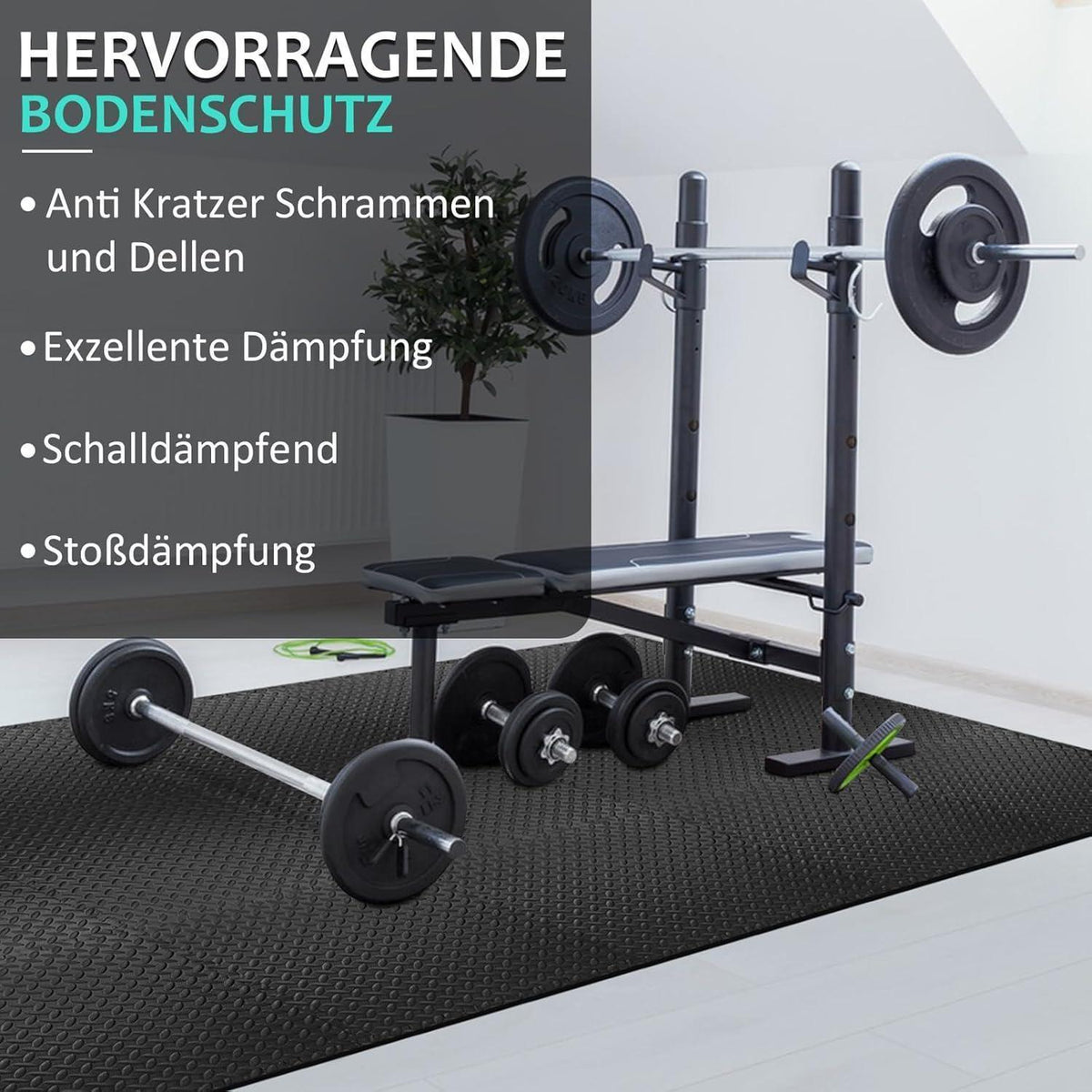 Fitness Bodenschutzmatte 61x61cm Puzzlematte 10mm Dicke