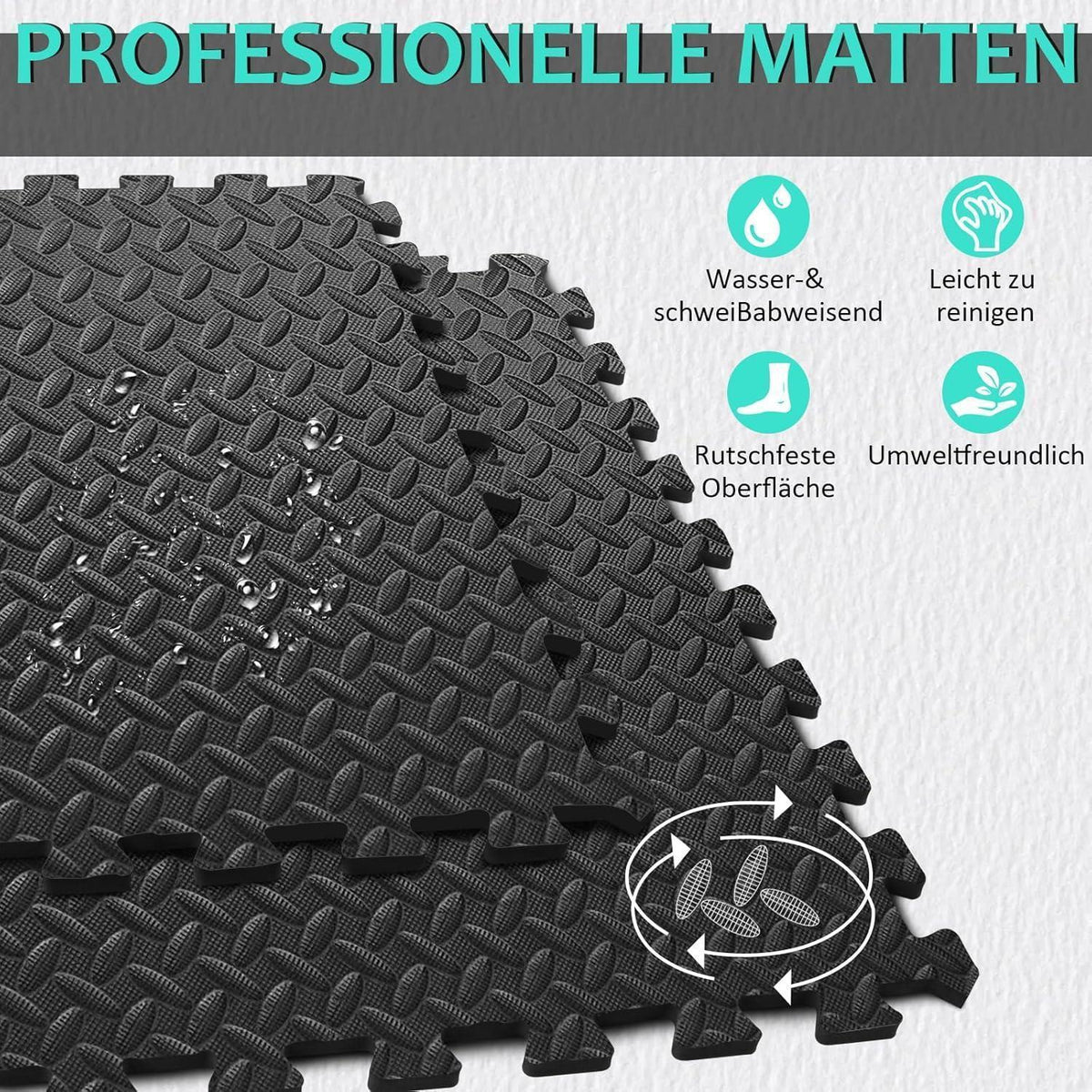 Fitness Bodenschutzmatte 61x61cm Puzzlematte 10mm Dicke Rutschfest