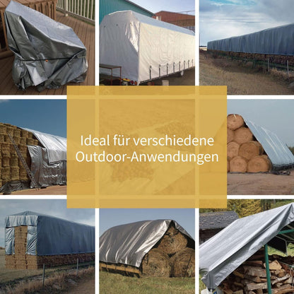 Abdeckplane Wasserdicht 4x4m Multifunktionale Schutzplane Silberfarben