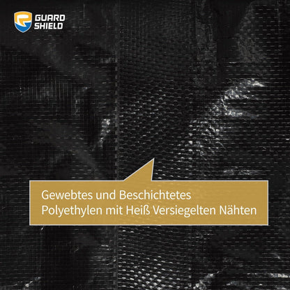 Abdeckplane 3x3m wasserdicht Schwarz 120g/m² UV-stabilisiert, Ösen_GUARD SHIELD