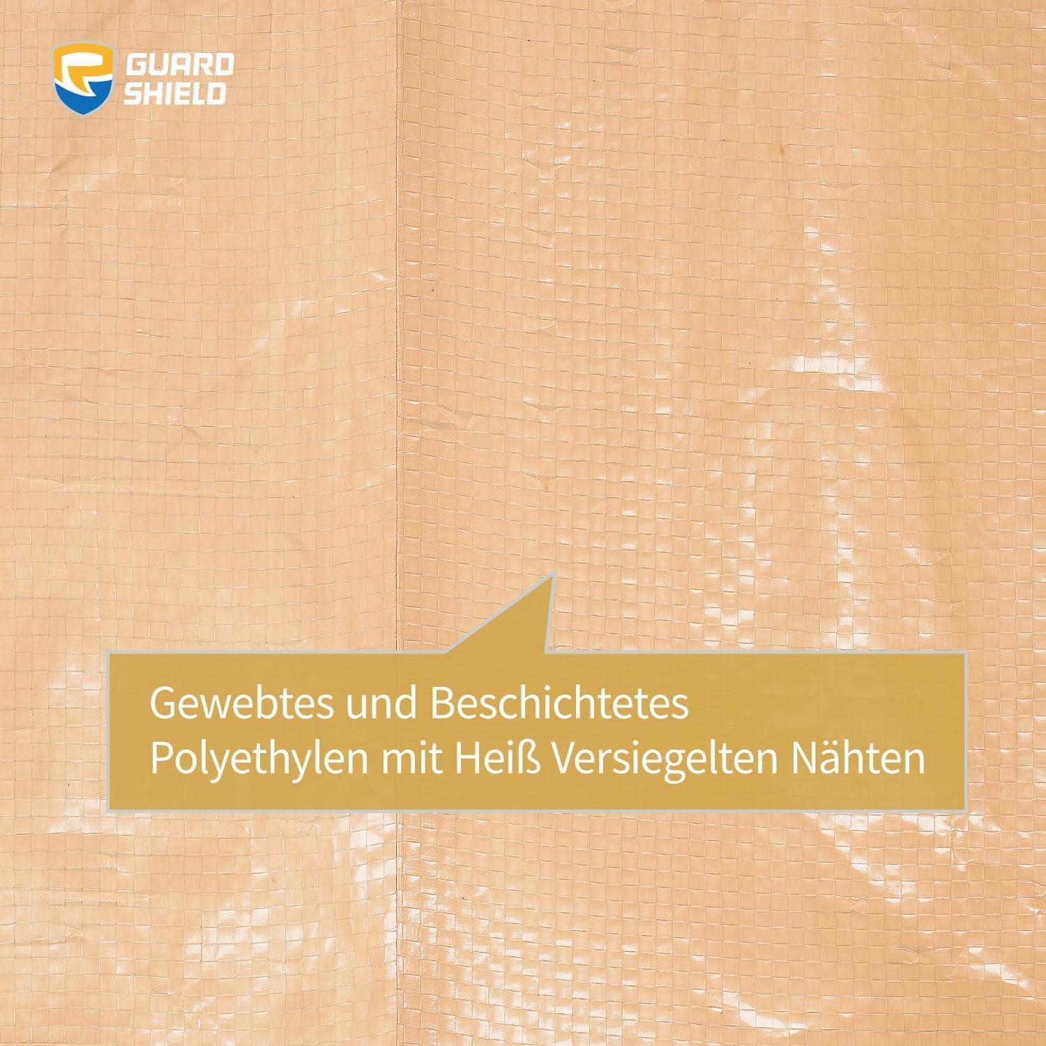 Abdeckplane 6x8m Beige/Khaki Wasserdicht UV-stabilisiert GUARD SHIELD