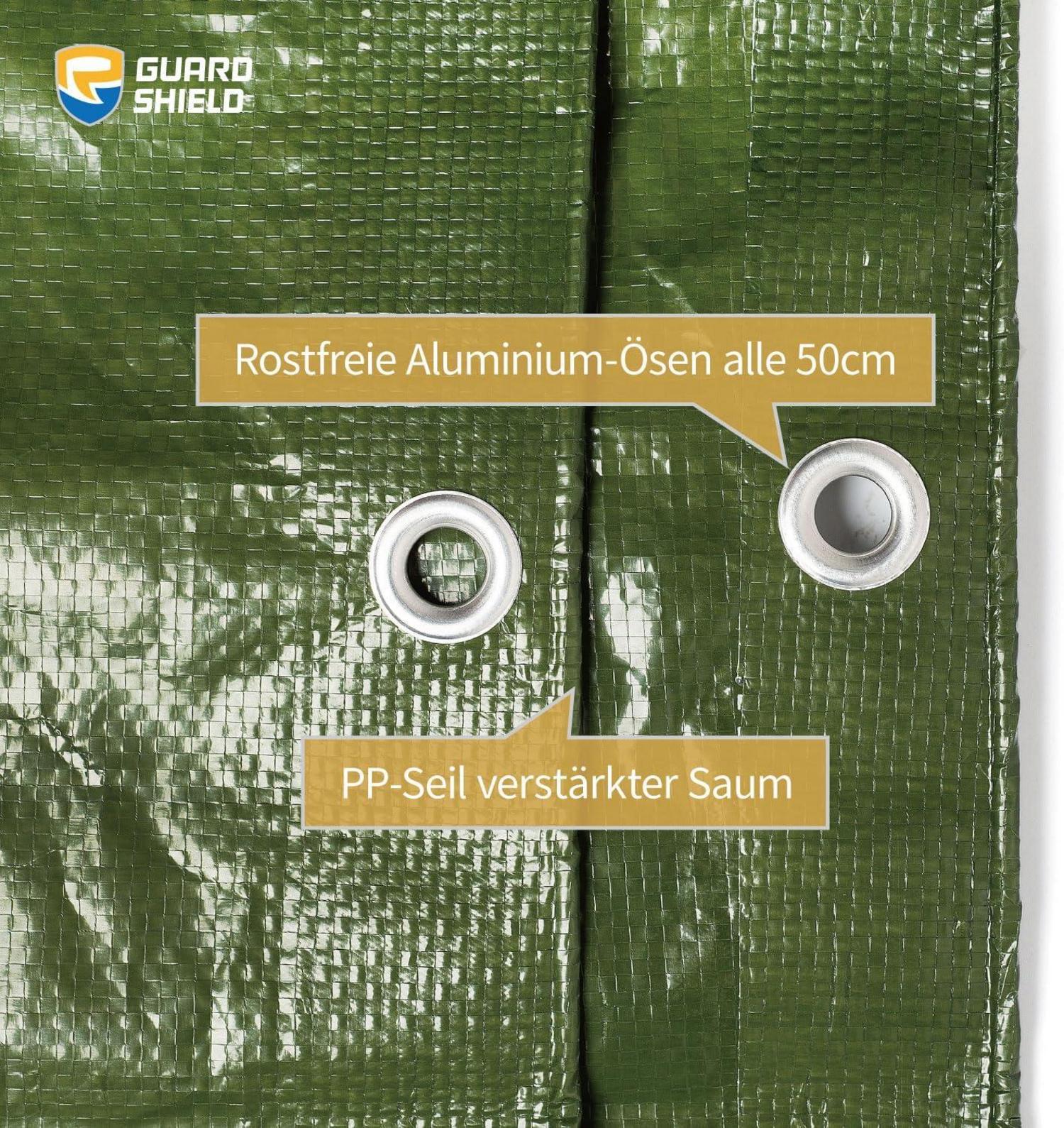 GUARD SHIELD Abdeckplane Wasserdicht 3x4m Grün 120g/m² - Multifunktionale Polyester-Plane