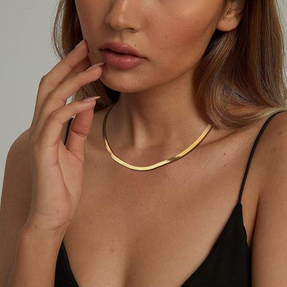 Vergoldete Schlangenkette Damen 14K Edelstahl 3mm 14 Zoll
