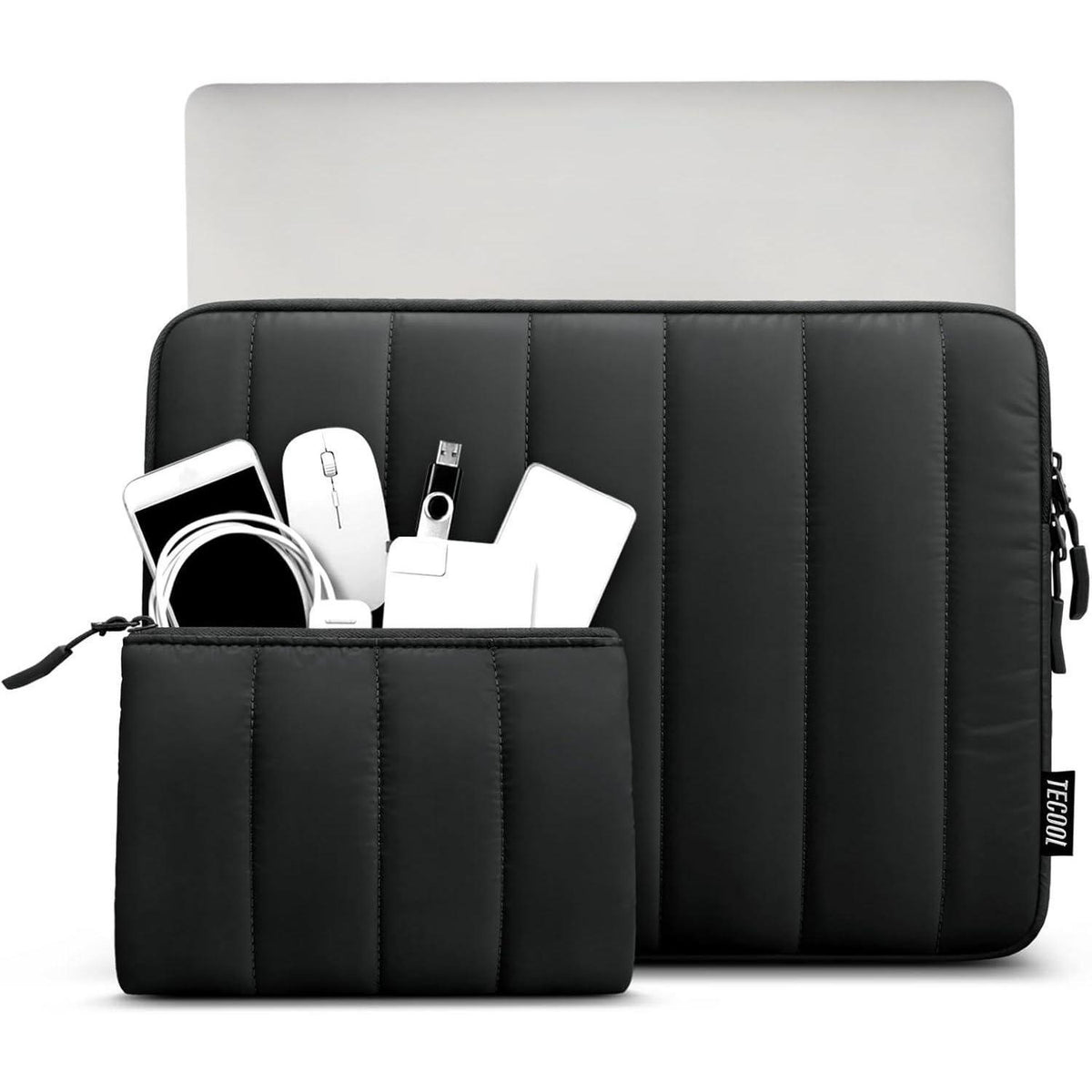 Laptoptasche 14 Zoll, spritzwassergeschützt, mit Zubehörtasche, Schwarz