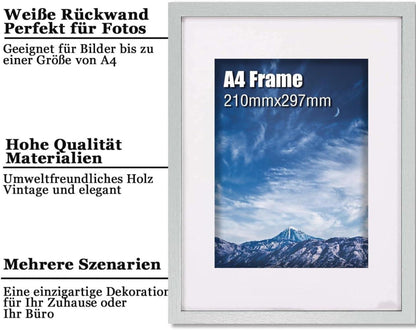 Bilderrahmen A4 Holzplakatrahmen Plexiglasfenster