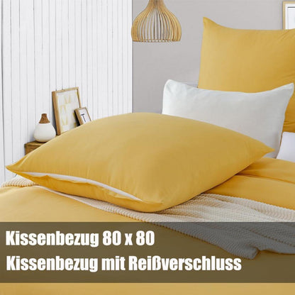Soifox 2er Set Bettwäsche Gelb 200x200 cm Mikrofaser bügelfrei & knitterfrei