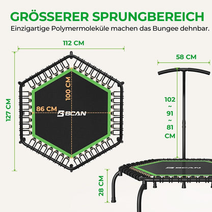 Fitness Trampolin Indoor Ø 122 cm mit T-Griff & Gummiseilen