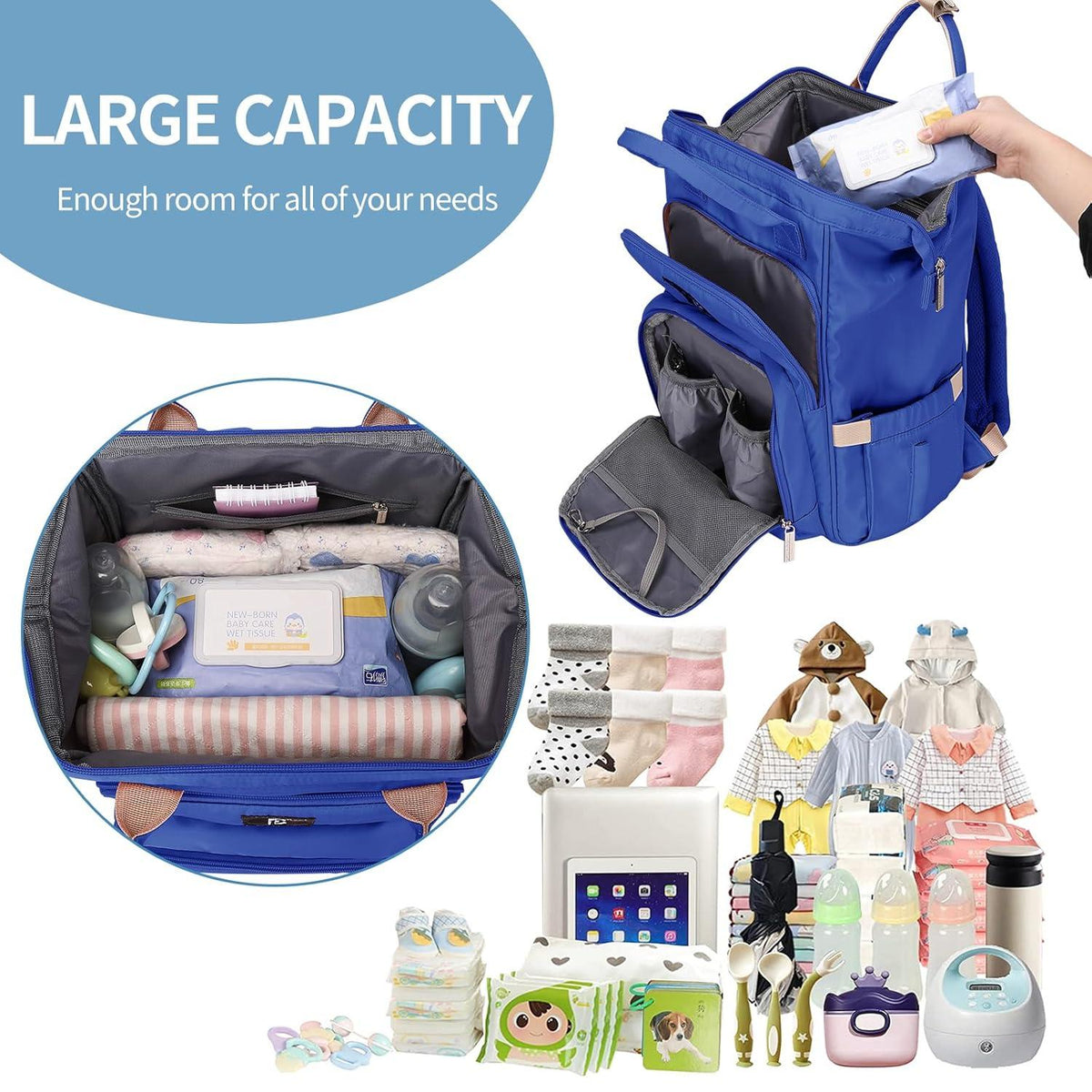 Pomelo Baby Wickelrucksack mit wasserdichter Wickelunterlage