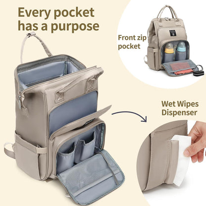 Baby Wickelrucksack mit Wickelunterlage und großer Kapazität