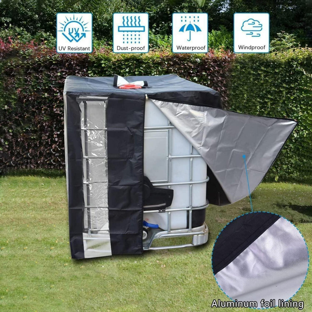 IBC Tank Abdeckung 1000L – Schutzhülle mit Reißverschluss