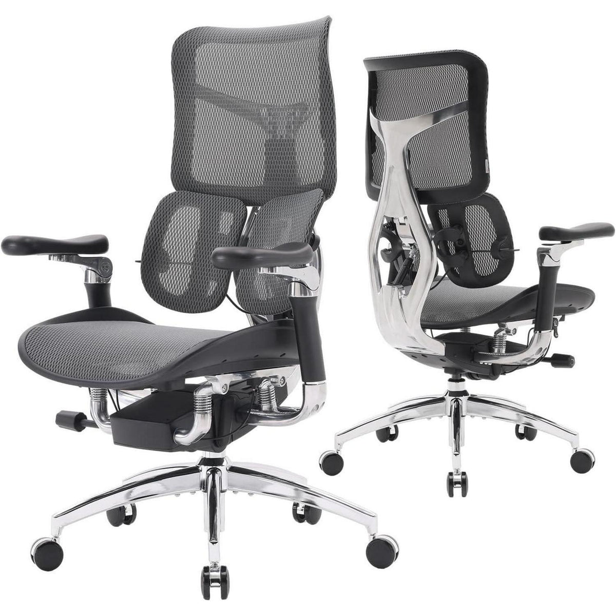 Ergonomischer Bürostuhl mit 6D-Armlehnen und Lendenwirbelstütze