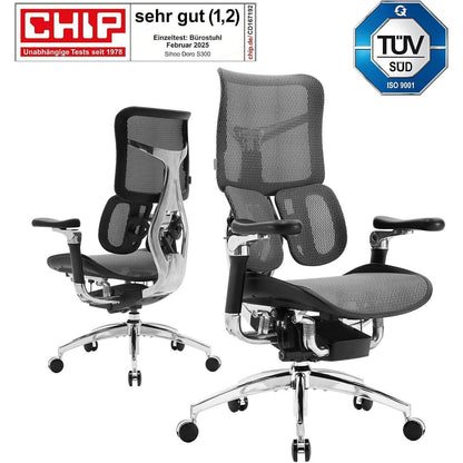 Ergonomischer Bürostuhl mit 6D-Armlehnen und Lendenwirbelstütze