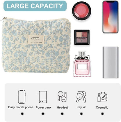 3-teiliges Reise Kosmetiktasche Damen Blumenmuster Kawaii Mädchen Aesthetic