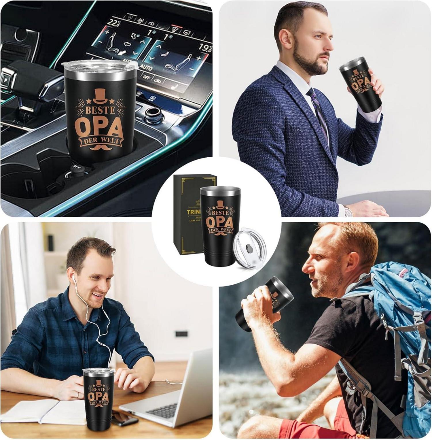 Tasse für Opa 20oz Edelstahl Weinbecher Geschenk Weihnachten