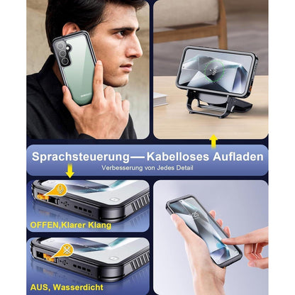 Wasserdichte Hülle für Samsung Galaxy S24, 360° Schutz, Schwarz