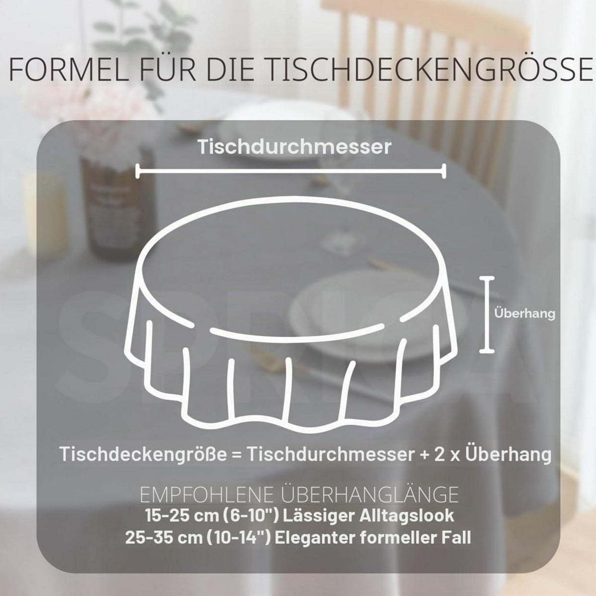 Runde Jacquard Tischdecke 120cm – Cremeweiß, Wellenrand