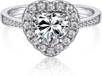Verlobungsring Damen Silber 1 Karat Moissanit Ring personalisiertes