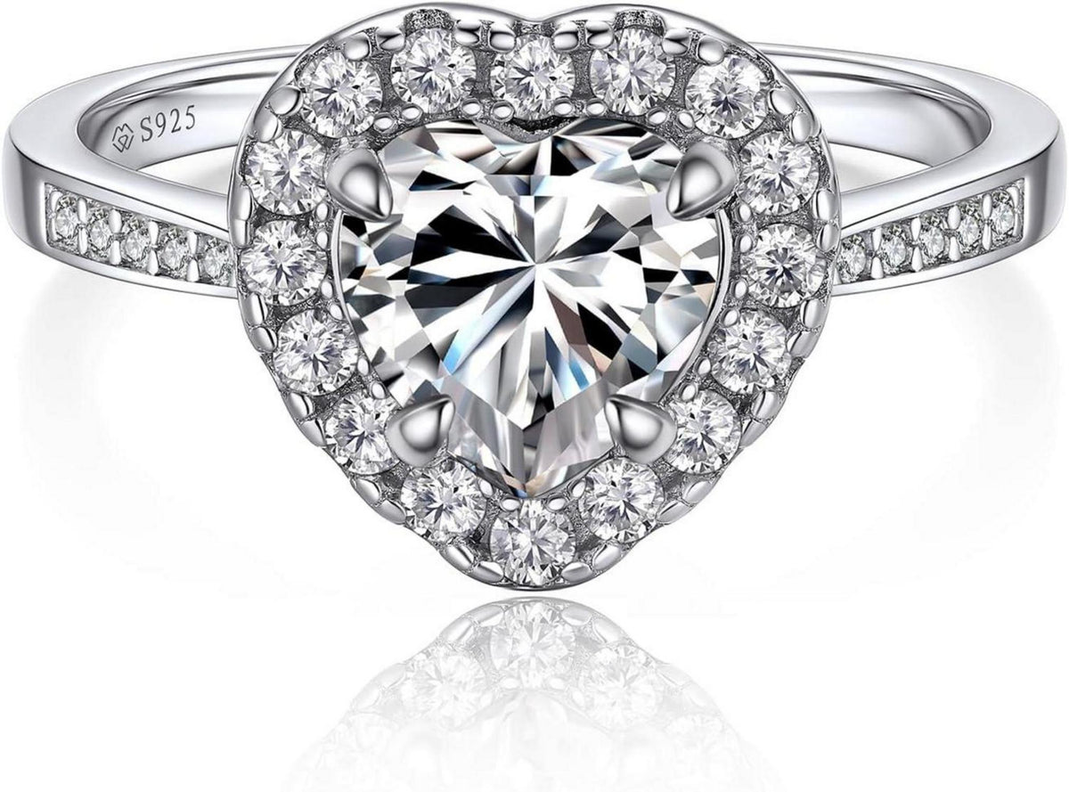 Verlobungsring Damen 1 Karat Silber Moissainte Ring Valentinstag
