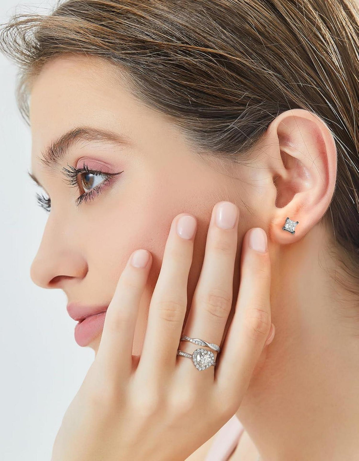 Verlobungsring Damen Silber 1 Karat Moissanit Ring Halo