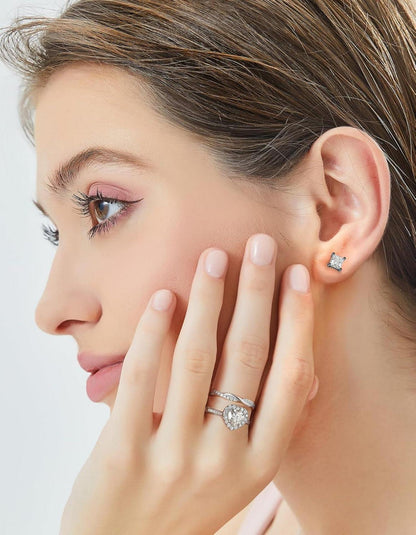 Verlobungsring Damen Silber 1 Karat Moissanit Ring Halo