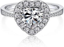 Moissanit Verlobungsring 1 Karat Damen 925 Silber Halo Heart-1 Karat